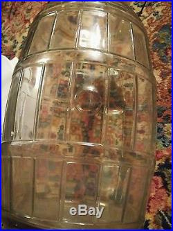 000 Large Clear Glass Barrel Style Wood Handle Pickle Jar 15 Inches Tall