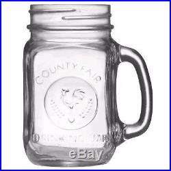 12-16 OZ COUNTY FAIR OLD FASHION DRINKING MASON JAR GLASS WithHANDLE LIBBEY #97085