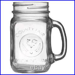12 16 oz MASON JARS/W HANDLE BY LIBBEY COUNTRY, RUSTIC BRIDAL GLASS SET