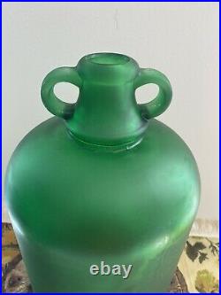 12 Large Antique Green Glass Bottle Jar W 2 Handles for Vase Home Kitchen Decor