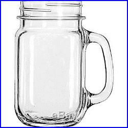 12 Mason Jar Style Glass Mug Set Handle Drinking Glasses Rustic Bridal Wedding