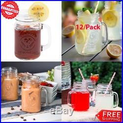(12/Pack) 16 oz Glass Mason Drinking Jars with Handle Versatile Use Bar Restaurant