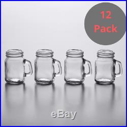12 Pack Mini Mason Jar with Handle 4.75 oz Clear Glass Party Cups Catering Bar