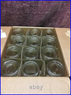 12 Vintage Golden Harvest Drinking Jar Clear Glass Mugs with Handle 16oz NOS