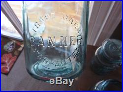 12 Vtg Ball Mason Aqua Blue Quart Canning Jars Wire Handle Glass Lids Farmhouse