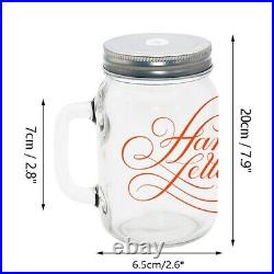 12oz Sublimation Mason Jar Cup with Handle Clear Glass Iced Coffee Cup Reusable