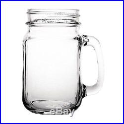 12x Olympia Handled Jam Jar Glasses 16oz 450ml Cocktail Beer Drinking Mugs