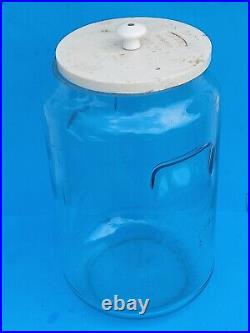 13 1/2 GORDON BATTERY Co. Railroad Glass Jar withPorcelain Lid (New York) 1902