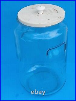 13 1/2 GORDON BATTERY Co. Railroad Glass Jar withPorcelain Lid (New York) 1902