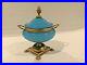 1850’s- French Seafoam Blue Trinket Jar, Gorgeous Double Handle. Look, Read