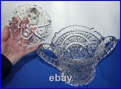 1908 Elegant CAMBRIDGE Glass Wheat Sheaf 2 Handle Cracker Cookie Jar w Lid EAPG