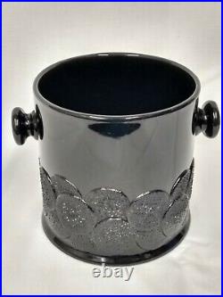 1930's 1681 Fenton BLACK Ebony Art Glass 2 Handled Big Cookies MACAROON JAR