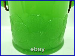 1930's Fenton Green Jade Art Glass 2 Handled Big Cookies MACAROON JAR