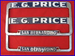 1950's Vintage PAIR EG PRICE San Bernardino License Plate Frame Hudson AMC