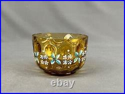 19th Century Amber Coinspot Silverplate 10 1/2 Pickle Castor, Enameled Flowers