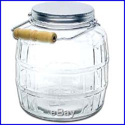 1 Gallon Glass Barrel Jar with Lid and Handle