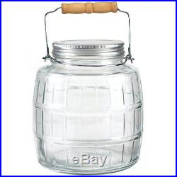 1 Gallon Glass Barrel Jar with Lid and Handle