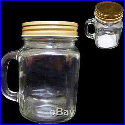 1 Mason Jar With Handle Lid Mug Rustic Bridal Wedding Drinking Glass Clear 16oz