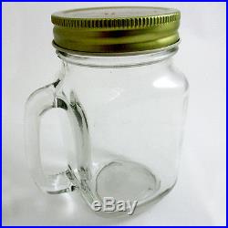 1 Mason Jar With Handle Lid Mug Rustic Bridal Wedding Drinking Glass Clear 16oz