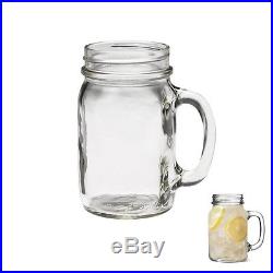 1 Mason Jar With Handle Mug Rustic Bridal Wedding Drinking Glass Clear 16oz New