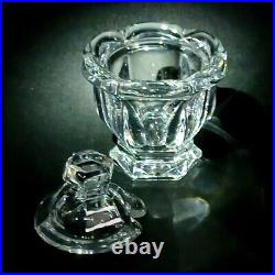 1 (One) BACCARAT BRETAGNE Lead Crystal Mustard Pot w Lid Signed DISCONTINUED