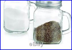1 pot Glass for Salt or Pepper Shaker Jars with Handles and Metal Lids 3x2x3-3/8