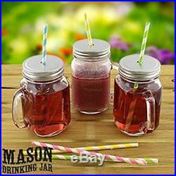 1 to 24 MASON GLASS DRINKING JAR JARS Vintage Handle Screw Cap Straw Summer BBQ