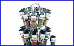 20-Jar Flower Revolving Spice Rack, Carrying Handle, Kitchen Storage Glass Jars