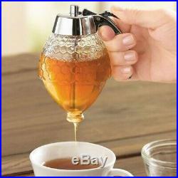 240ml Honey Dispenser Glass Handle Drip Syrup with Stand. Honey Jars