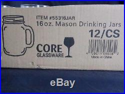 26 NEW Core 16 oz. Clear Glass Mason Jar / Drinking Jar with Handle! Wedding