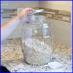 2.5 Gallon Glass Barrel Jar WithLid Vintage Pickle Canister Large Handle Clear Lid