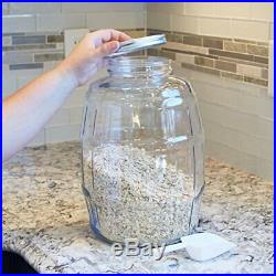 2.5 Gallon Glass Barrel Jar withLid Vintage Pickle Canister Large Handle Clear