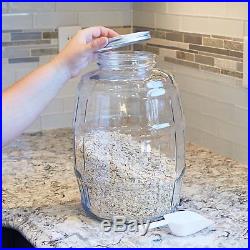 2.5 Gallon Glass Barrel Jar withLid Vintage Pickle Canister Large Handle Clear Urn
