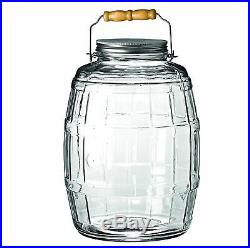 2.5 Gallon Glass Barrel Jar with Brushed Aluminum Lid Anchor Glass Storage