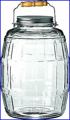 2.5 Gallon Glass Jar W Lid Vintage Pickle Canister Large Handle Clear Urn