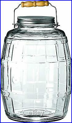 2.5 Gallon Glass Jar With Lid Vintage Pickle Canister Large Handle Clear