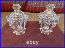 2 Baccarat France Harcourt Missouri Crystal Mustard Jam Condiment Jar