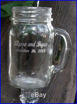 2 ENGRAVED REDNECK WINE GLASSES mason jar with Handle, Personalized, Wedding