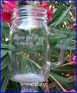 2 ENGRAVED REDNECK WINE GLASSES mason jar with Handle, Personalized, Wedding