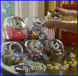 2 SET Penny Candy Glass Jar Storage Container with Lid Chrome 1-Gallon USA
