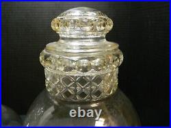 (2) Tiffin Dakota Glass Pedestal Store Apothecary Jars 12 x & 13.75 Excellent