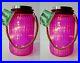 2 x Solar Garden Lantern Light Glass Jar Hanging & Rope Handle 20 LED Lamp Pink