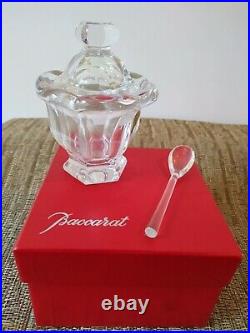 $320 BACCARAT Harcourt Missouri Crystal Sugar Bowl with Lid & Spoon, New