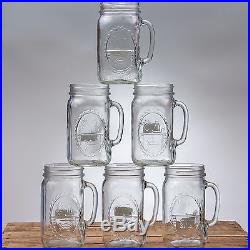 32oz Mason Drinking Jar Mugs Country Style Clear Glass With Handle (Set Of 6)