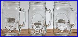 32oz Mason Drinking Jar Mugs Country Style Clear Glass With Handle (Set Of 6)
