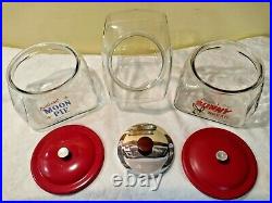 3 GLASS JARS (1) MOON PIE JAR, (1) BUNNY BREAD JAR & (1) PLAIN JAR With LIDS