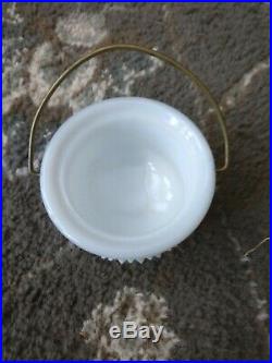 3 Vintage Fenton Hobnail Milk Glass Pitcher 5 1/2 Mustard Jar Kettle handle