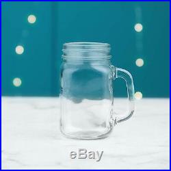 450ml VonShef 4 Set Mason Jar Drinking Glass Jam With Handle Lid Reusable Straw