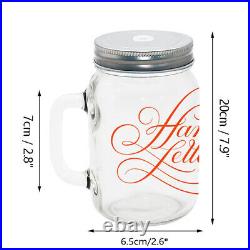 48Pcs 12oz Sublimation Clear Glass Mason Jar Mug Cup with Handle wit Lids&Straws