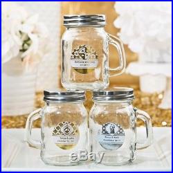 48 Glass Mason 4 o. Z Jars With Handle Personalized Metallic Collection